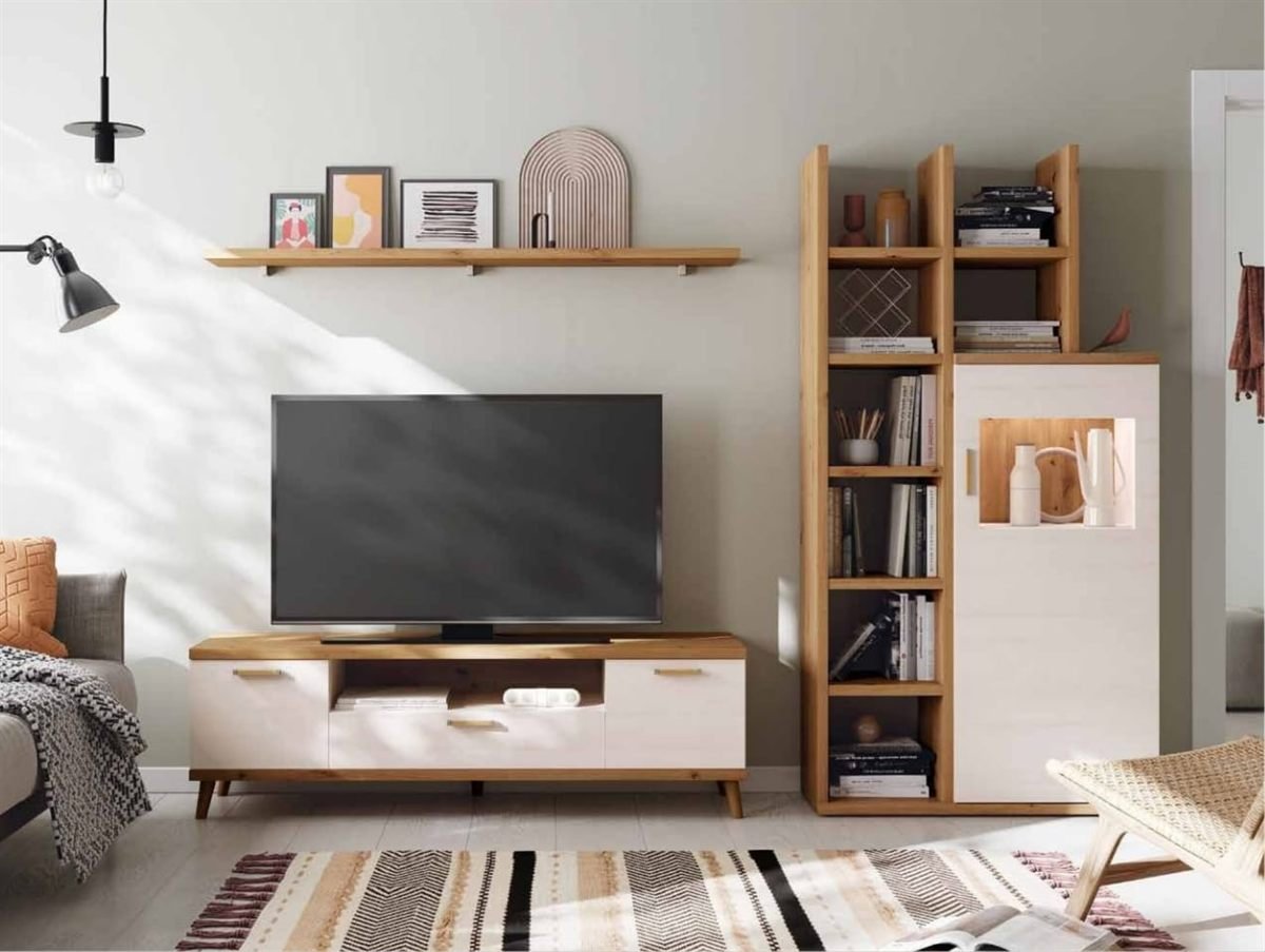 Mueble de salón con vitrina integrada, disponible en Muebles Rekena